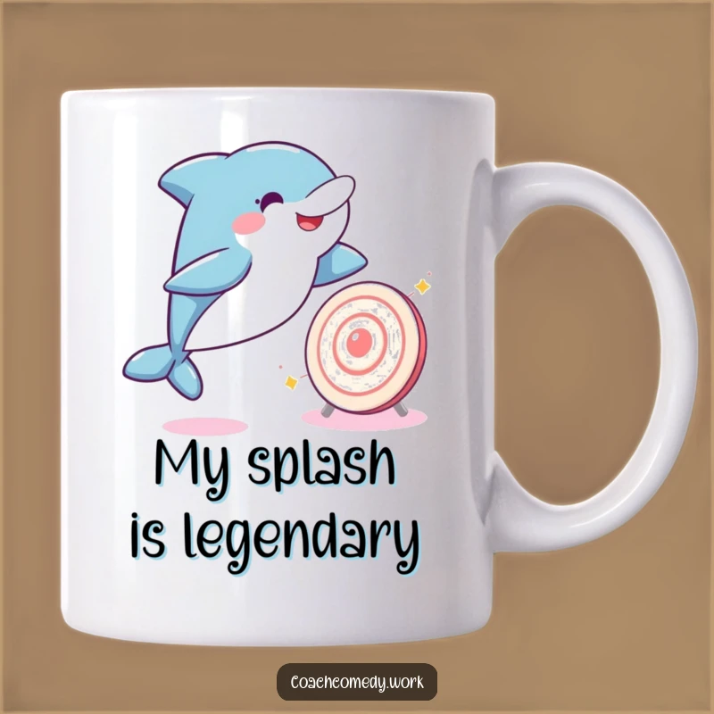 Funny Kawaii Dolphin Mug: Aiming High, A Perfect Funny Gift for Go-Getters!