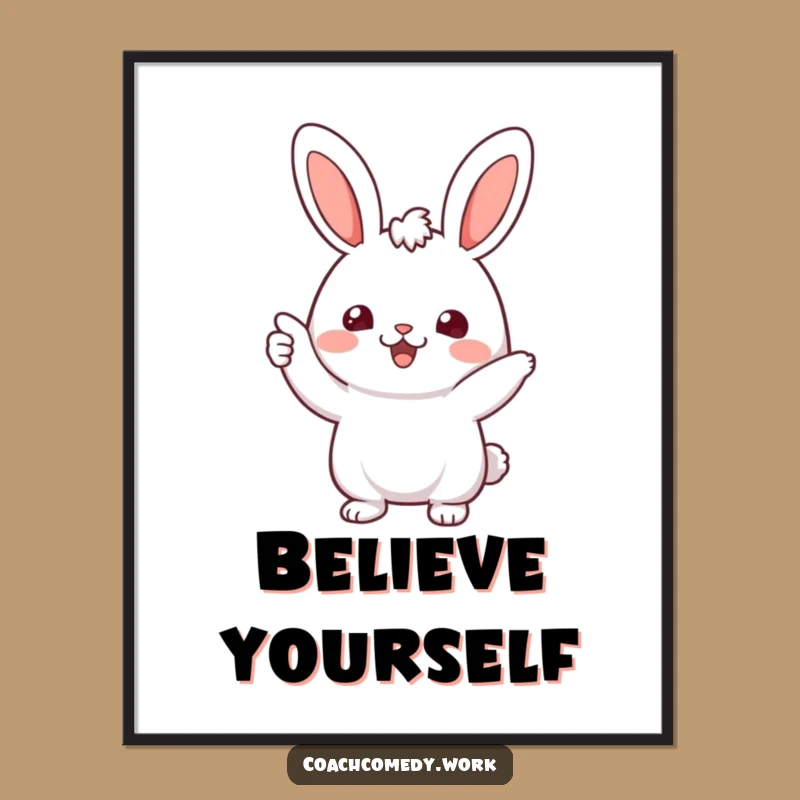 Funny Kawaii Rabbit Digital Art: Cheerful Encouragement, Instant Wall Decor Gift!