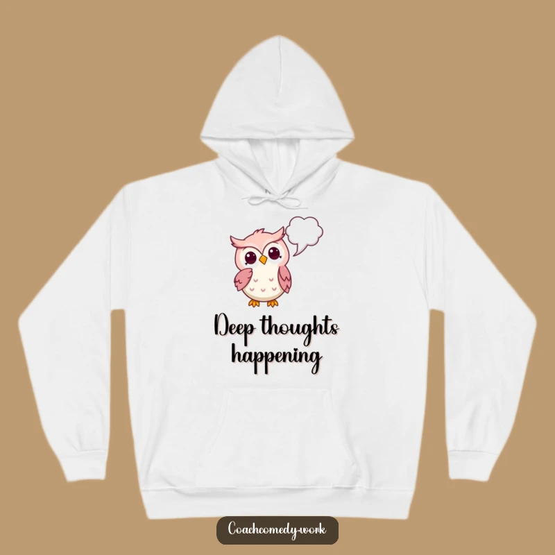 Cozy Funny Kawaii Owl Hoodie - Thoughtful Contemplation, Warm & Witty Gift