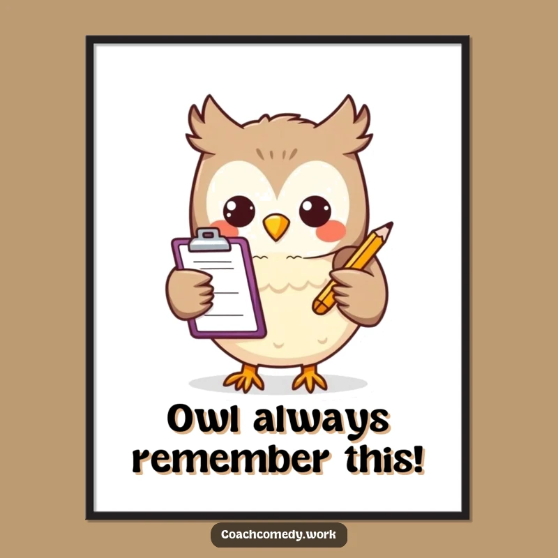 Free Printable Kawaii Owl Wall Art - Funny Downloadable Poster for Quirky Decor
