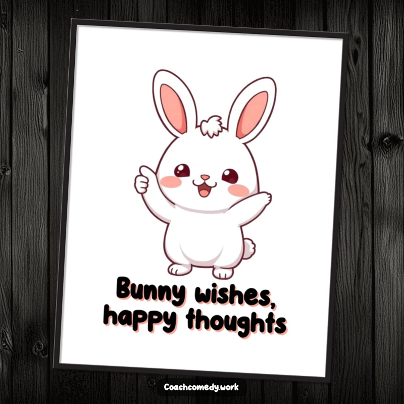 Funny Free Printable Kawaii rabbit wall art featuring a cheerful character offering an encouraging nod, perfect for adding humor, downloadable.