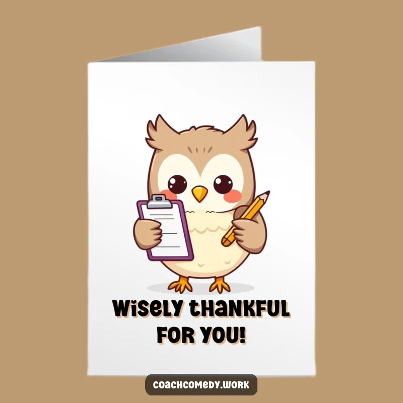 Free Printable Kawaii Owl Thank You Card - Funny Downloadable Gift of Gratitude