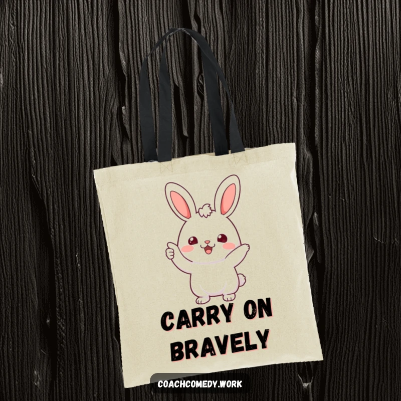 Funny Kawaii Rabbit Tote Bag: A cheerful character with an encouraging nod, perfect for carrying daily essentials with humor.